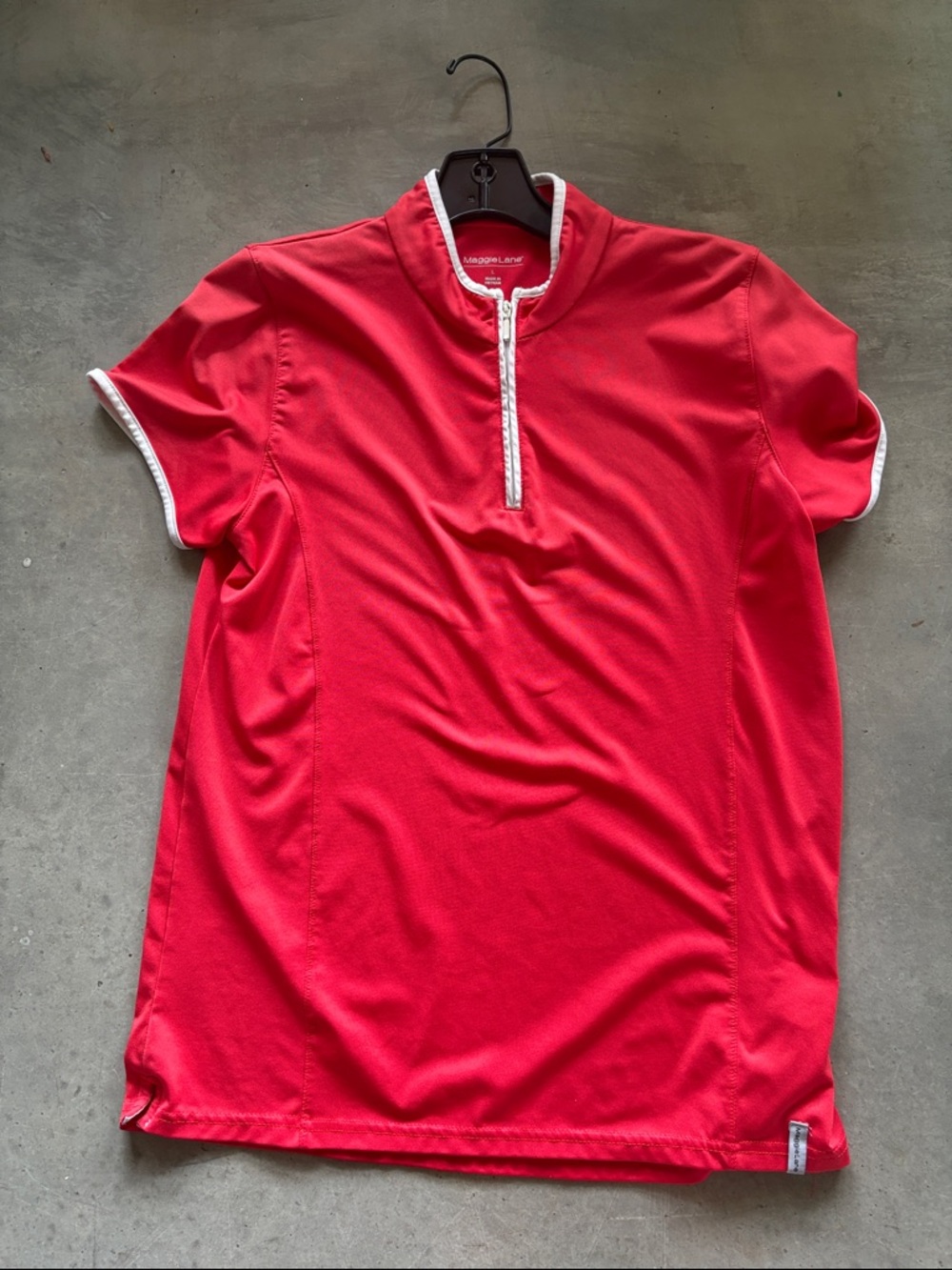 Lands' End Women's Red Short-Sleeve Zip Front Tee